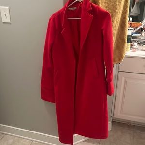 Need supply co. Long bright red trench coat- worn once